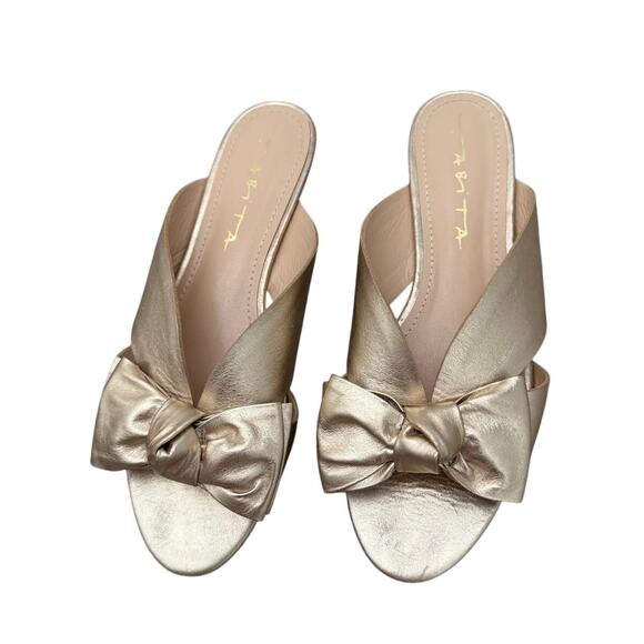 Tabita Women's Slide Flat Sandals Size 8 Metallic Champagne Gold - Picture 1 of 6